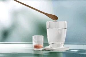 Glass of salt water
